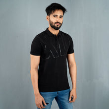 Load image into Gallery viewer, Men’s Black Print Polo
