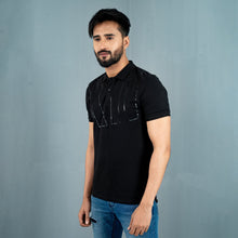 Load image into Gallery viewer, Men’s Black Print Polo
