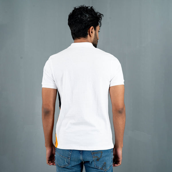 Men’s White Contrast Polo