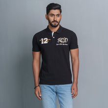 Load image into Gallery viewer, Men’s Black Print Polo
