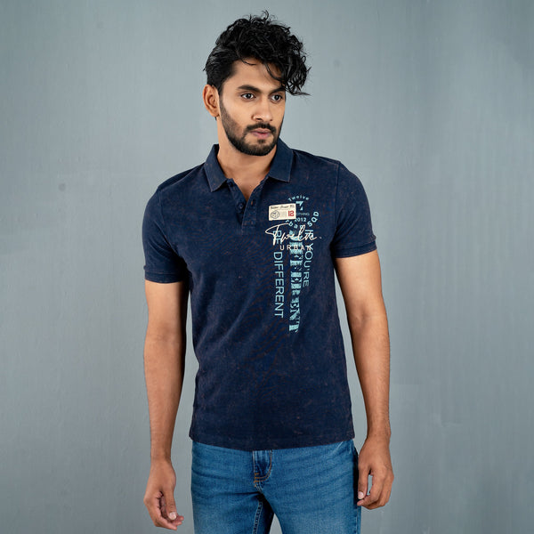 Men’s Navy Print Polo