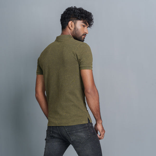 Men’s Olive Print Polo