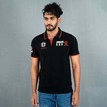 Load image into Gallery viewer, Men’s Black Print Polo
