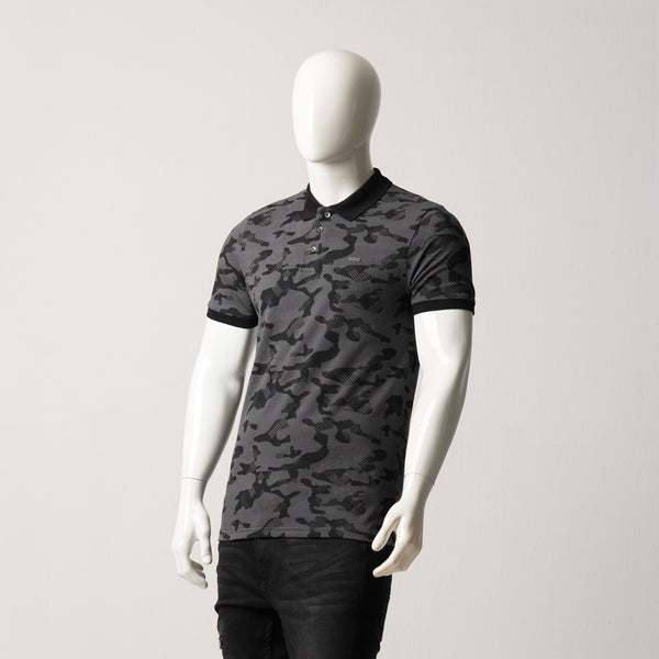 MENS POLO-BLACK AOP