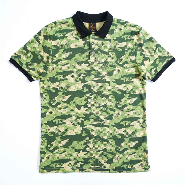 Men's Olive Print Polo