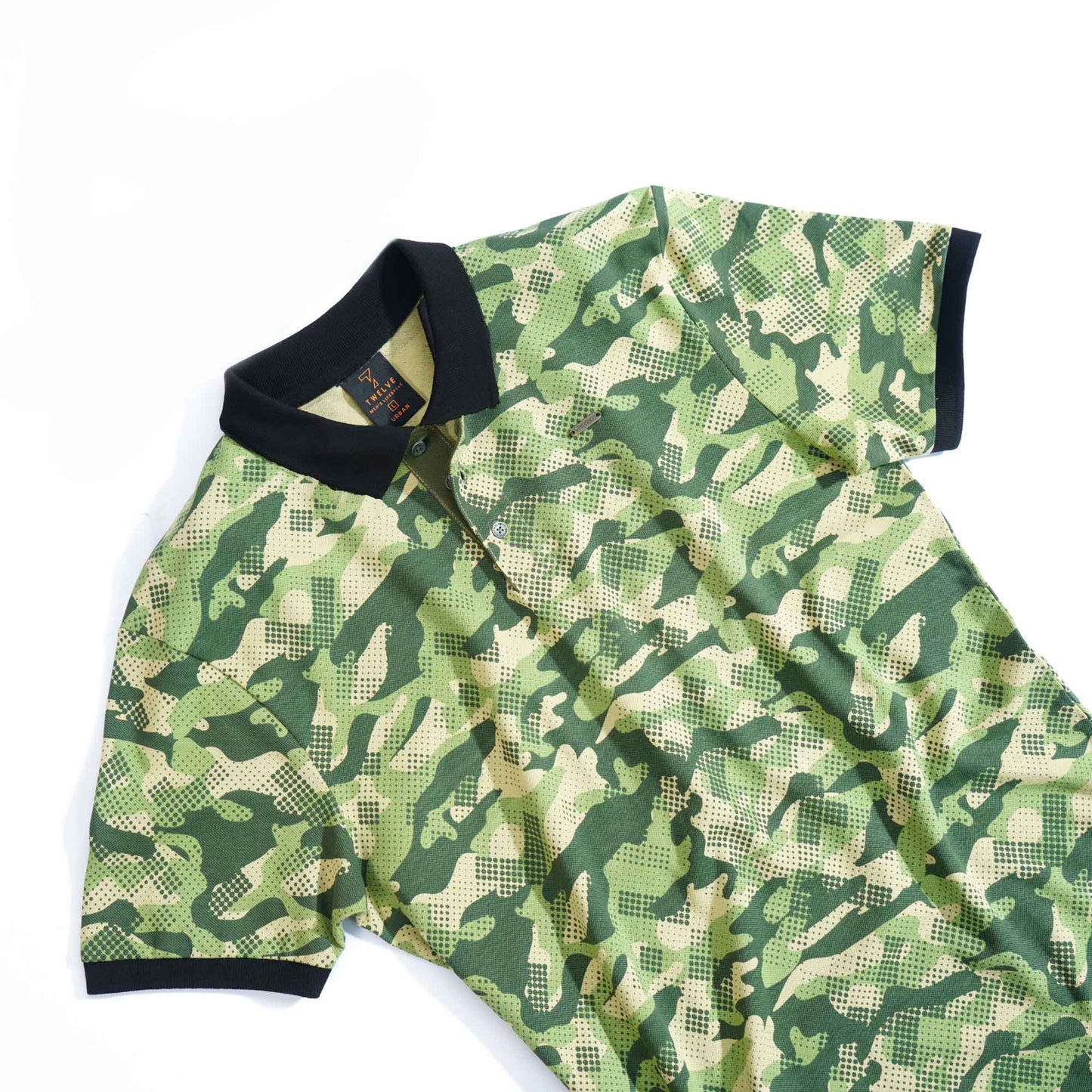 Men's Olive Print Polo