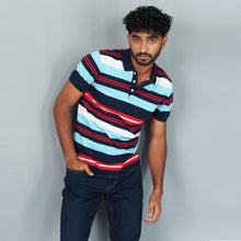 Load image into Gallery viewer, Men’s Sky-Blue Striped Polo
