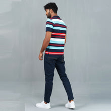 Load image into Gallery viewer, Men’s Sky-Blue Striped Polo
