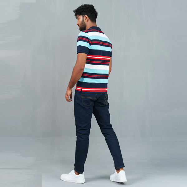 Men’s Sky-Blue Striped Polo