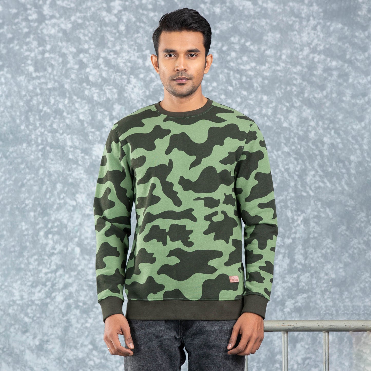 Mens Sweatshirt-Olive Camo