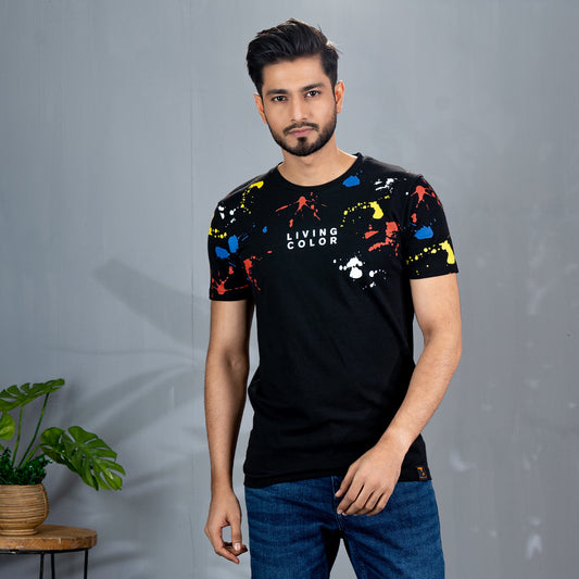 Mens Black Abstract T-Shirt