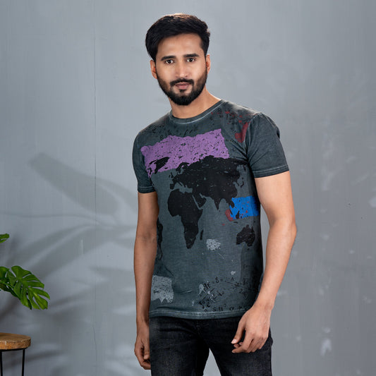 Men's Grey Abstract T-Shirt