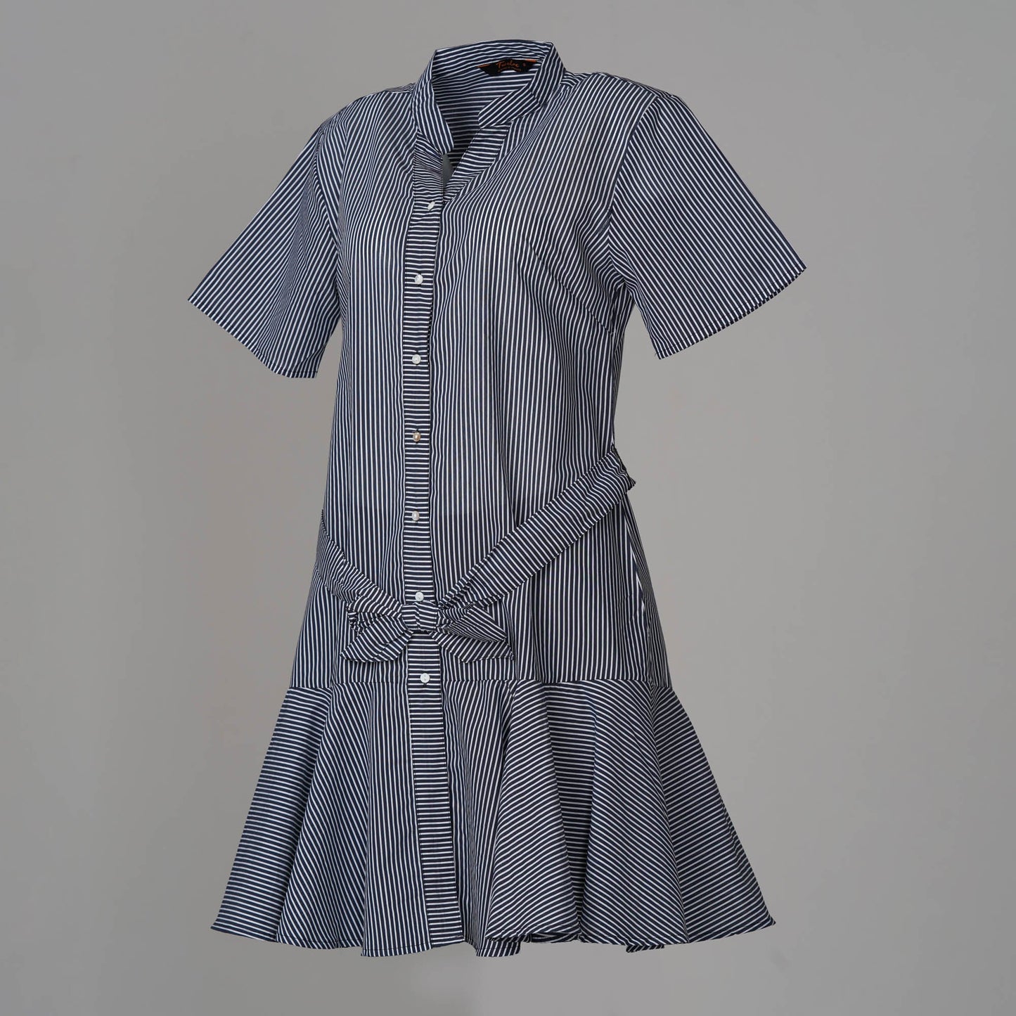 Womens Dark Blue & White Strip Shirt Dress