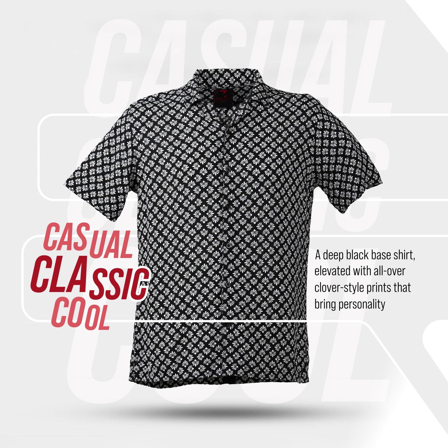 Mens Black Aop Casual Shirt