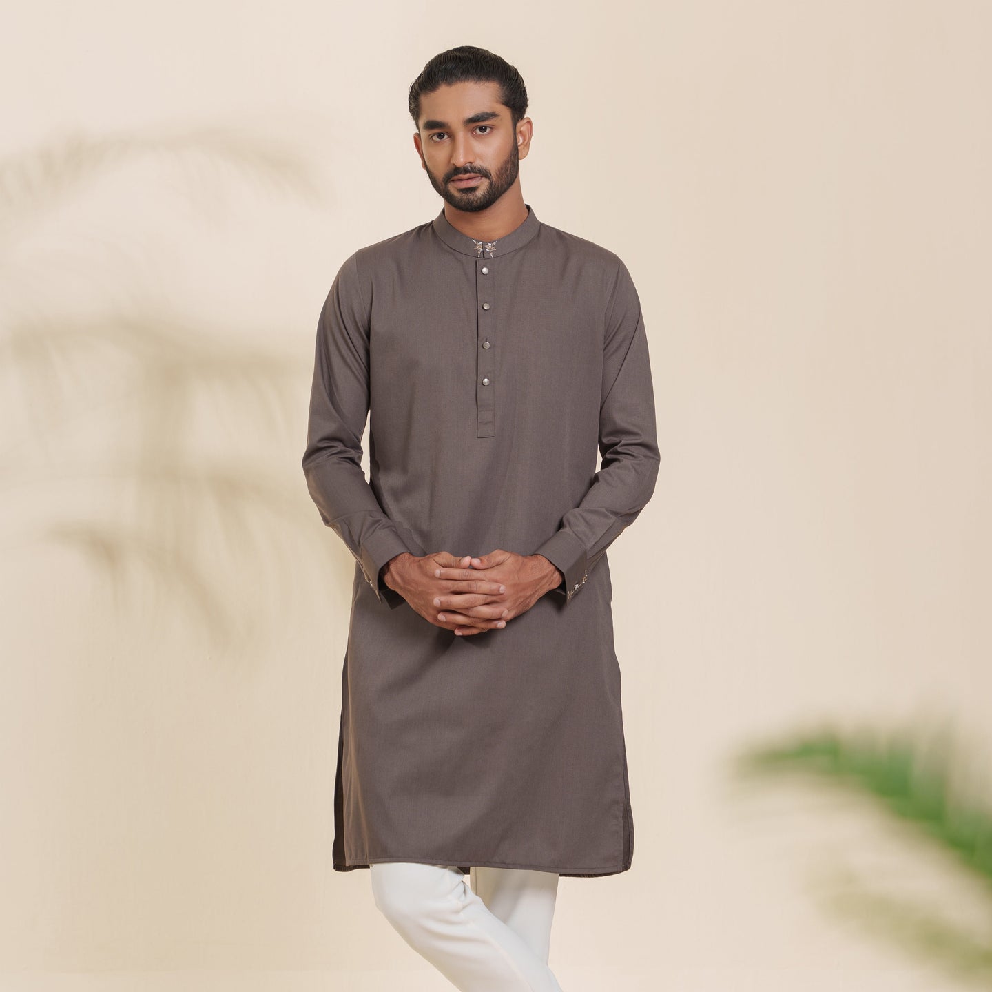 Mens Premium Panjabi-  Ash Grey