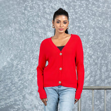 Load image into Gallery viewer, LADIES CARDIGAN- RED
