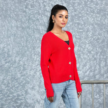 Load image into Gallery viewer, LADIES CARDIGAN- RED
