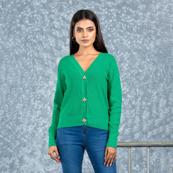 LADIES CARDIGAN- GREEN