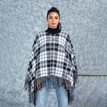 Load image into Gallery viewer, LADIES PONCHO-BLACK &amp; WHITE
