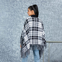 Load image into Gallery viewer, LADIES PONCHO-BLACK &amp; WHITE
