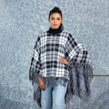 Load image into Gallery viewer, LADIES PONCHO-BLACK &amp; WHITE
