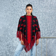 Load image into Gallery viewer, LADIES PONCHO-BLACK
