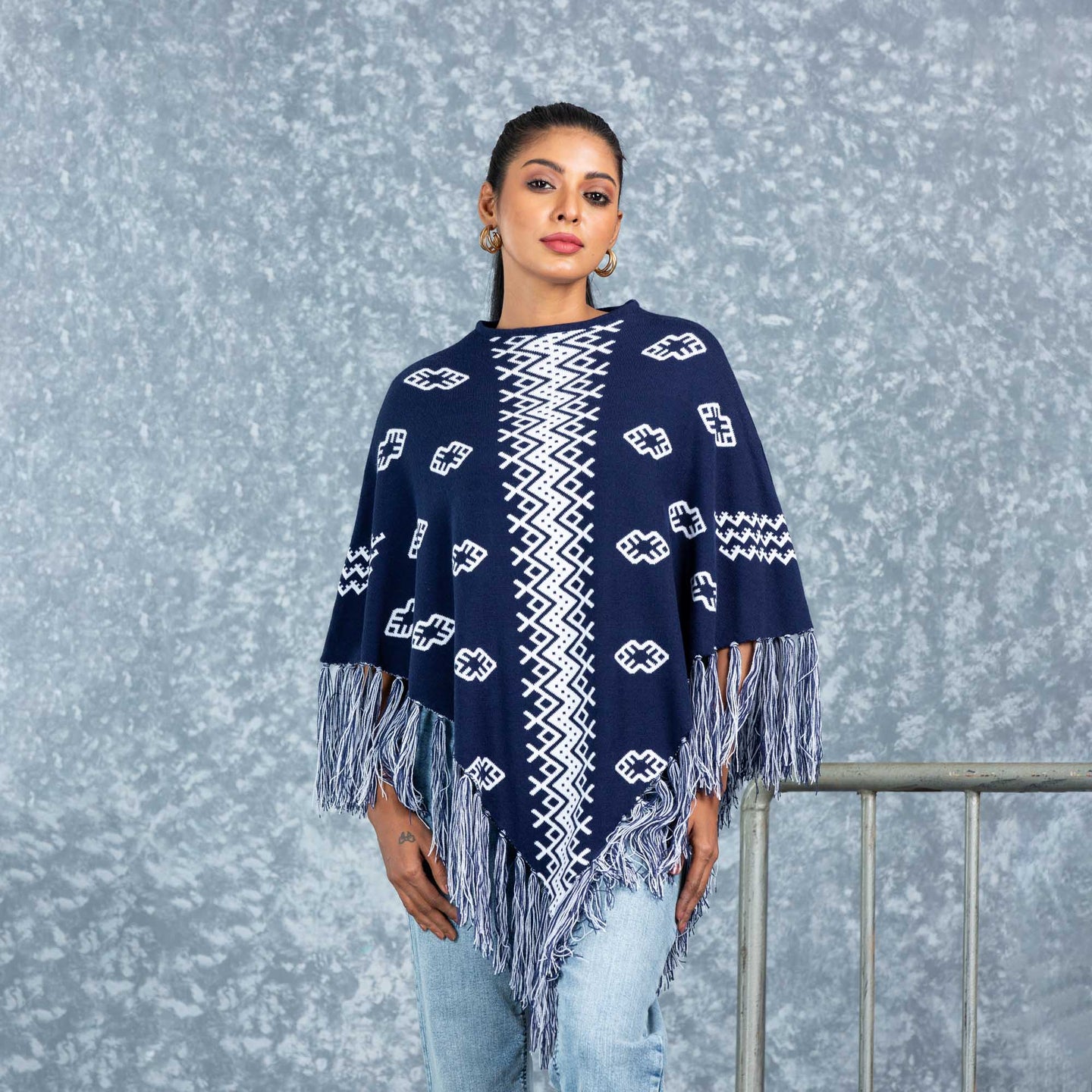 LADIES PONCHO-NAVY