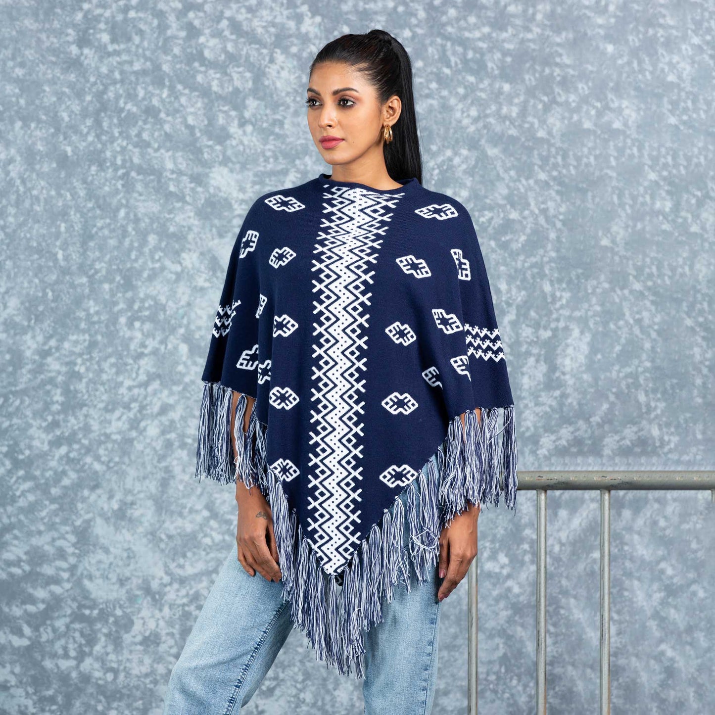 LADIES PONCHO-NAVY
