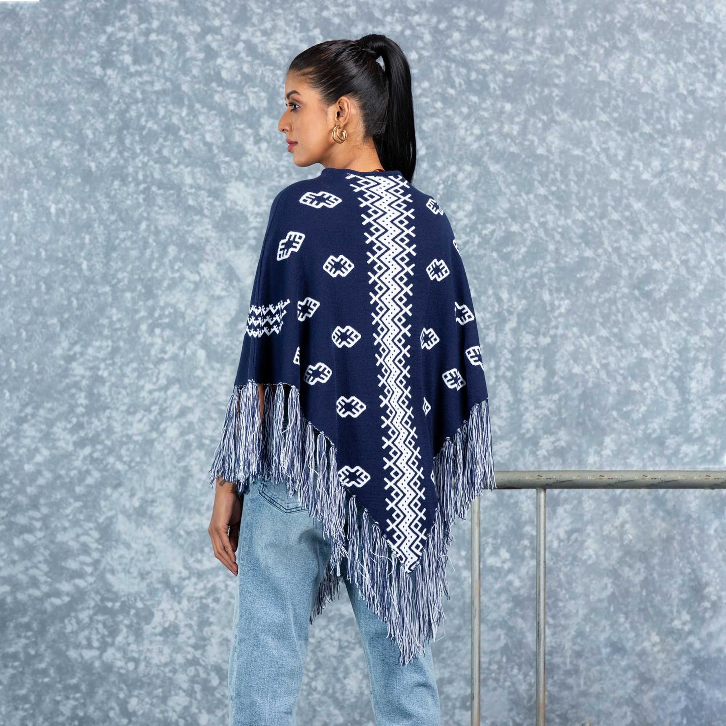 LADIES PONCHO-NAVY
