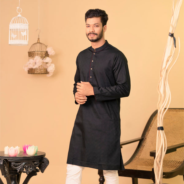 Mens Basic Panjabi-Black 1