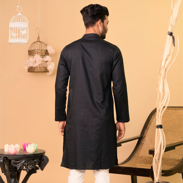 Mens Basic Panjabi-Black 1