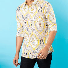 Load image into Gallery viewer, Mens Casual Shirt-Whitw/Yellow
