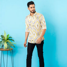 Load image into Gallery viewer, Mens Casual Shirt-Whitw/Yellow
