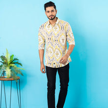 Load image into Gallery viewer, Mens Casual Shirt-Whitw/Yellow
