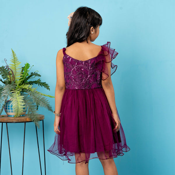 Girls Frock- Burgundy