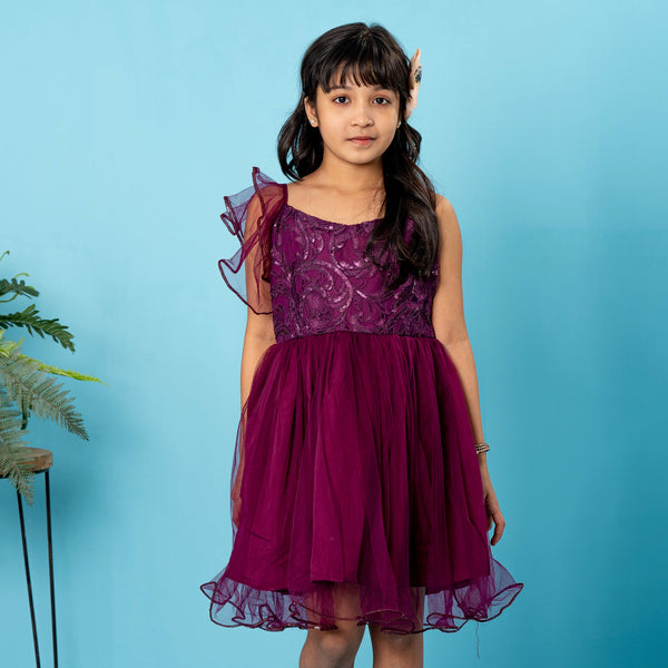 Girls Frock- Burgundy