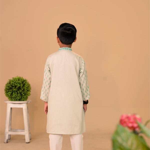 Boys Embroidery Panjabi-Olive 1