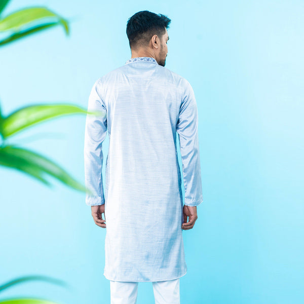 Mens Karchupi Panjabi- Silver