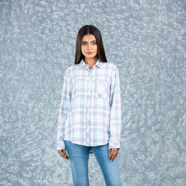 WOMENS LONG SLEEVE SHIRT-BLUE