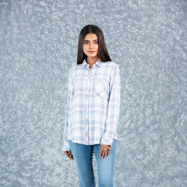 WOMENS LONG SLEEVE SHIRT-BLUE