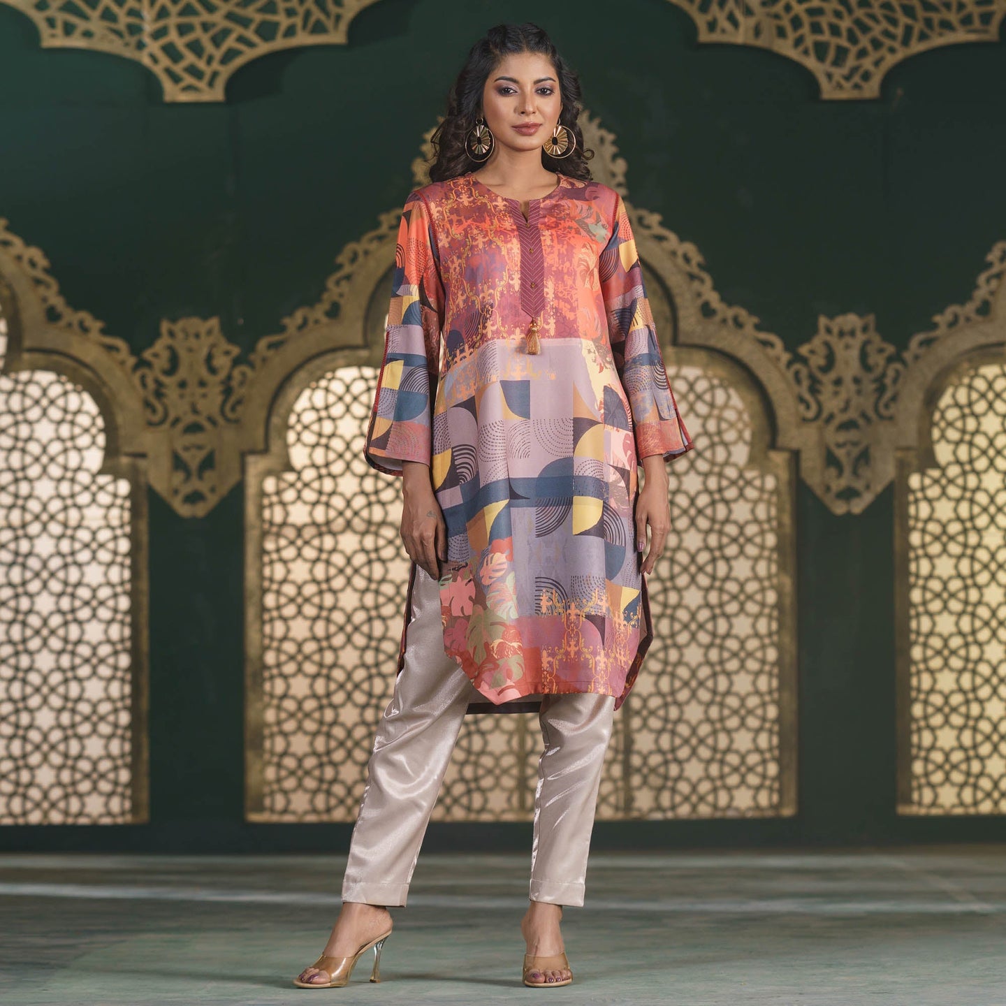 ETHNIC AVERAGE KURTI-BURNT UMBER