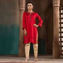 Load image into Gallery viewer, ETHNIC HIGH RANGE KURTI-RED
